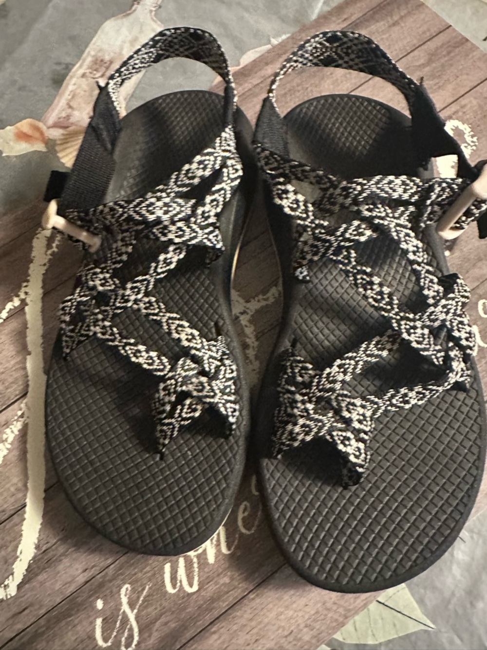 Chaco Women's Black and White Strappy Outdoor Sandals - Picture 8 of 8